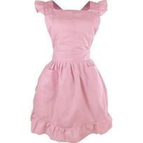 Maid Apron with Pocket Cotton Apron Women Kitchen Cooking Apron Ruffled Apron Plain Work Apron for Kitchen Baking rožinė