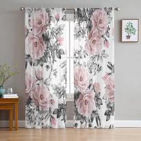 Puokštė Gėlės Rožės Langai Tiulis Užuolaidos svetainei Miegamojo Viešbučio Prabangus Dekoravimas Permatomos Užuolaidos 135W x 114H(cm) white