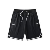 Anta Color Block Mid Waist Drawstring Straight Casual Shorts Men shorts Black 152421315-3 M