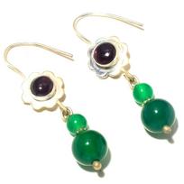 Green Onyx Black Onyx Gemstone Drop Dangle Gift Jewelry Earrings 2.10  p3F31
