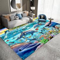 3D Vandenyno Gyvūnai Povandeninis Pasaulis Spalvingas Plotas Kilimas Skalbiamas Mašinoje Kilimas Idealiai Tinka Miegamojo, Svetainės, Virtuvės Grindų Kilimėlis 40x60cm