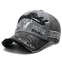 Male Duck Tongue Hat Embroidered Cowboy Washed Baseball Hat Sunscreen Duck Tongue Hat one size black
