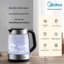 Midea 1.7L High Borosilicate Glass Electric Kettle CN plug (adapter included)