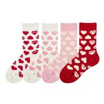 Sweet Love Mid-Tube Socks Funny Women Socks Korean Style Love Heart Socks  Autumn Winter 4Pairs Heart