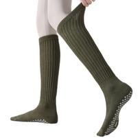 Nonslip Pilates Socks with Grips for Women,Nonslip Grip Yoga Socks for Barre Grippy Crew Socks Sticky Slipper Socks žalia