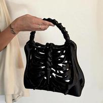 Gift 3D Printing Skeleton Handbag Novelty Costume Gothic Purse Rib Cage Shape Clutch Bag Cosplay juoda
