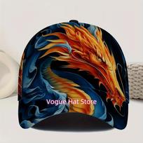1Pc Of A 2D Flat Dragon Blaze Design Baseball Cap - A Lightweight Adjustable Snapback Hat Featuring A Full-Body Vibrant Print, I