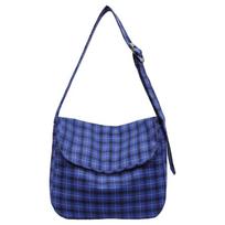 The machine dry retro retro plaid large capacity shoulder bag new college style casual messenger backpack mėlyna