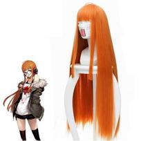 Anime 90 cm ilgio tiesūs perukai Cosplay Persona 5 Futaba Sakura Oranžiniai perukai Karščiui atsparūs sintetiniai plaukai Moteriški Cosplay perukai 77-80cm oranžinė