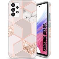 Dėklas Samsung Galaxy A53 5G - BOOLING - Rožinio marmuro raštas - Minkšta apsauga nuo smūgių rožinė