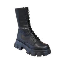 Madingi Trendiški Viraliniai Balti Stambūs Kariniai Batai, Su Raišteliais & Šoniniu Užtrauktuku, Puikiai Tinka Drąsiems Atsitiktiniams Išėjimams 35 juoda