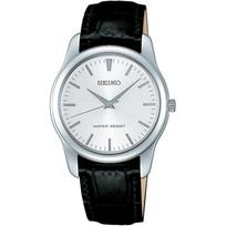 SEIKO SELECTION SCXP031 mens/unisex wristwatch battery-operated quartz case width 35mm leather belt silver dial stainless steel