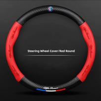 Carbon Fiber Car Logo Styling Leather Steering Wheel Cover Auto Accessorie For Alfa Romeo 159 166 Spider Giulia Giulietta 156 GT