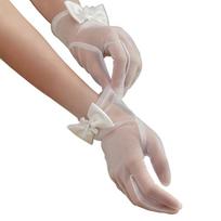 Bridal Gloves Elegant Bowknot Cuffs Sheer Gloves Handwear for Evening Dress Sheer Gloves for Bride Special Occasion 1
