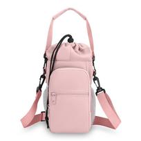 Universal Portable Water Bottle Bag Hands-Free Vacuum Cup Carrier Cover Milk Tea Tote Bag  Walking rožinė