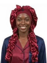 Heatless Curl Satin Bonnet For Sleeping, No Slip Sleep Bonnet With Long Curling Ribbons For Braids & Long Hair
