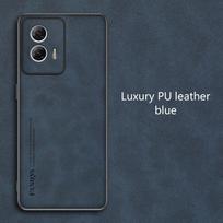 For Motorola Edge 50 Fusion Case Luxury Leather Comfort Back Cover For Moto Edge50 Fusion Soft Silicone Shell Shockproof Bumper Moto Edge 50 Fusion mėlyna