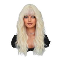Naujas moteriškas perukas imitacinis perukas 51 cm plaukams platininis perukas Big Waves pilnas galvos apdangalas, kvėpuojantis galvos apdangalas, grožio dekoravimo perukas 51cm 20inch platina