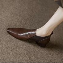Women Chunky Pointed Toe Shoes Autumn Fashion Mid Heels Loafers Shoes  New Trend Designer Pumps Walking Dress 35