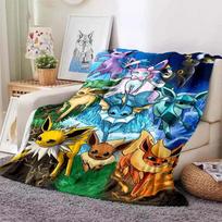 Animacinis Šiltas Minkštas Pokémon Eevee Antklodė Pūkuota Sofos Langeliu Pliušinė Lovatiesė Žiemos Keturių Sezonų Mesti Antklodė Sofai Lovai#(1) 75X95CM pilka spalva