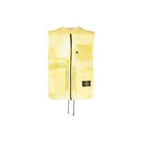 Stone Island Solid Color Mesh Splicing Zip Vest Unisex vests Yellow 7615G0622-V0030 L
