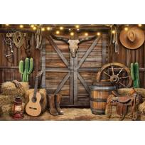 Cowboy Western Backdrop Western Rustic Horse Wooden Barn Photography Background Wild West Rodeo Party Decorations Banner 90cmX60cm black