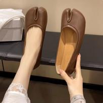 Tabi Ninja Shoes Woman Microfiber Leather Comfy Flats Split Toe Slippers Soft Bottom Loafers Brief Ladies Trotter Moccasins 2025 35