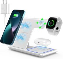MingX 3-in-1 belaidis įkroviklis iPhone 14/13/12/11 serijai, AirPods 3/2, iWatch 7/6/SE/5/4/3/2, greito įkrovimo stovas