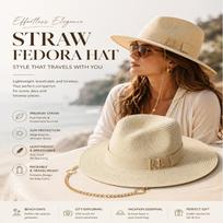 Euro grandinėlės šiaudinė skrybėlė su raidės juostele, įdubusi karūna fedora apsaugai nuo saulės paplūdimyje M 56-58cm