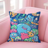 Dragon Quest Slime Pillow Case Anti-Dustmite Pillowcase Invisible Zipper Silky Short Plush Sofa Cushion Cover Peach skin 18*18(CM)-1Pcs