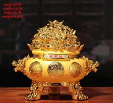 Creative resin sand gold treasure pot living room office decoration handicrafts business opening gifts brown