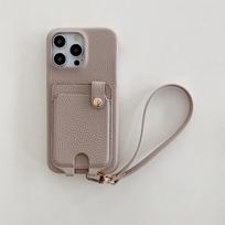 Luxury Leather Case For iPhone 15 14 13 12 11 Pro Max Lanyard Card Bag Shockproof Simple  Cover iPhone 15 Pro