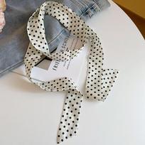 Long Black White Polka Dot Chokers Necklaces for Women Girls French Thin Soft Ribbon Neck Chain Party Formal Dress Accessories