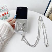 Applicable to Samsung ZFlip7 mobile phone folding mirror crossbody anti-drop acrylic zflip6 butterfly bracket protective case samsung zflip7 sidabras