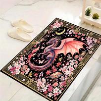 Vintage Floral Dragon Carpet Rug for Living Room Bedroom Home Sofa Decoration, Kids play Non-slip Floor Mat 40x60cm( 15x23in )