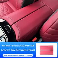 For BMW 5 series i5 G60 2024-2025 Car Veganza leatherArmrest box pad cover plate protective sleeve modified interior accessories raudona