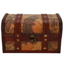 Vintage Wood Box Jewelry Storage Case   Treasure Chest  (Stamp)