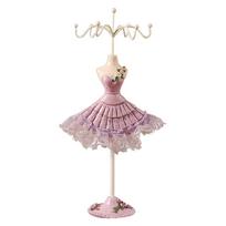 Rotating Jewelry Display Shelves Functional Jewelry Display Rack Beautiful Doll Model Shaped Organization Stand 4 violetinė