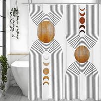 Mid-Century Modern Bohemian Abstract Arch, Simple, Beige, Minimalist Shower Curtain, Bathroom Decorative Shower Curtain, Waterpr 90*180cm