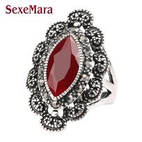 Turkey Vintage Peridot Ring Red/black Stone Bague Femme Boho Anel  Party Crystal Rings Woman Anillos Mujer 7 raudona