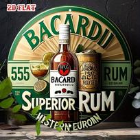 Bacardi Rum Retro Round Metal Tin Sign 7.87x7.87 Inch 2D Flat Wall Art Vintage Tropical Drink Design For Home Bar Decor 20x20 įvairiaspalvis