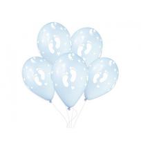 Lateksinis balionas „Kūdikio pėdutės“, švelniai melsvas 33 cm – "baby shower" ir kūdikio sutiktuvių dekoracijoms