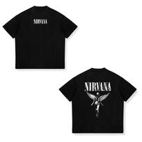 Nirvana Vintage Rock Band Crew Neck Short Sleeve Retro Angel & Floral Print Grunge Music Lovers Fashion T-Shirt 4XL
