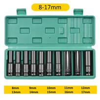 1/2Inch Drive 6-Point Impact Socket Set 10-20 pcs/set 8-32mm Metric Sizes Carbon Steel Impact Socket Set with Hard Storage Box 10pcs-8-17mm