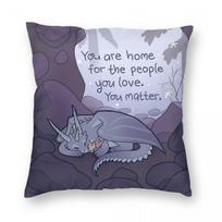 You Are Home Cozy Dragon Family Square Pillowcase Polyester Linen Velvet Printed Zip Decorative Pillow Case Home Cushion Cover Peach skin 18*18(CM)-1Pcs