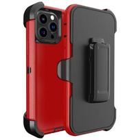 3IN1 PC+TPU Heavy Duty Rugged Armor Shockproof Case for IPhone 16 15 14 11 Pro Max Plus 13/12 Mini 5G Back Clip OTT Cover Box For iPhone 16 Pro Max raudona juoda spalva