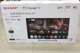 SALE OUT. Sharp 43HR7265E 43" (108cm) QLED 144Hz 4K Ultra HD Google TV, Dolby Vision IQ, Dolby Atmos, Central Stand | Sharp 43HR7265E | 43 | Smart TV | Google TV | Black | DAMAGED PACKAGING