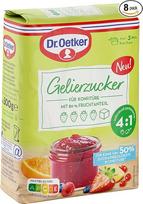 "Dr. Oetker" želė cukrus "Super 4:1", 8 vnt., paruoštas želė cukrus, skirtas džemams, uogienėms ir želė gaminti, ypač daug vaisių su sumažintu cukraus kiekiu, 8 x 500 g