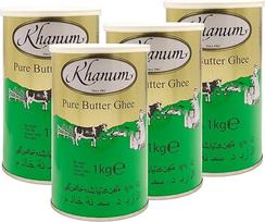 "Khanum" - grynas sviestas Ghee - geriausi sviesto riebalai kepimui ir virimui, 4 x 1 kg skardinė