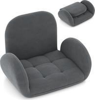 COSTWAY Grindų kėdė su reguliuojamu atlošu ir porankiais, sulankstoma "Bond Sofa", grindų kėdė su paminkštinta sėdyne, meditacijos kėdė, atpalaiduojanti kėdė žaidimams, skaitymui ir meditacijai, pilka